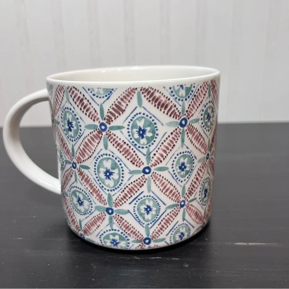 Anthropologie Monogram H Mug Oscar Wilde Quote Quill & Quaver Pattern Initial”H”